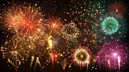 Beautiful firework display for celebrate happy new year and merry christmas.