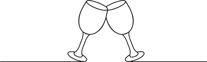 Illustration cheers glass of wine outline