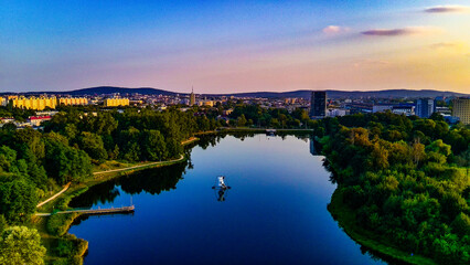 The landscape of a water reservoir in Kielce, Poland.