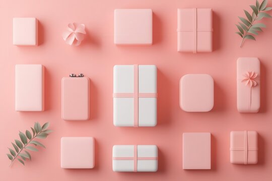 Subscription service flat design top view delivery 3D render vivid