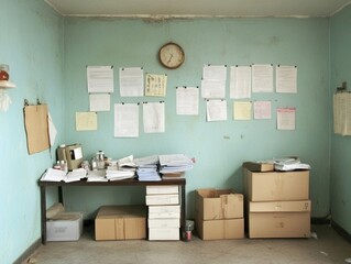 Chaotic Small Clinic in Burundi Amid Monkeypox Outbreak - Medical Supplies and Documents Scattered in Dimly Lit Room Reflecting Urgency and Disorder