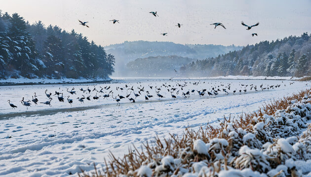 nu&eacute; d'oiseau pos&eacute; sur la neige