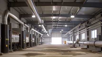 Industrial Factory Interior with Piping and Equipment