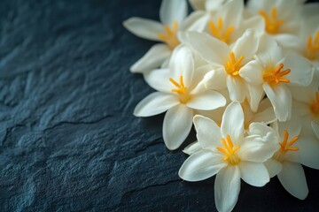 Fototapeta premium luxurious banner featuring detailed osmanthus petals on a dark background, perfect for any occasion