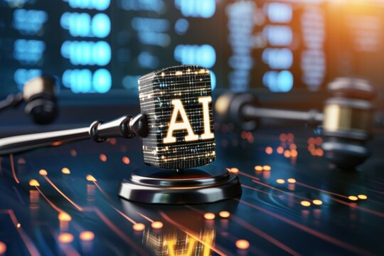 High-tech image featuring a digital interface with a brain design on the screen. Conveys themes of AI, AR and human cognition.. Beautiful simple AI generated image