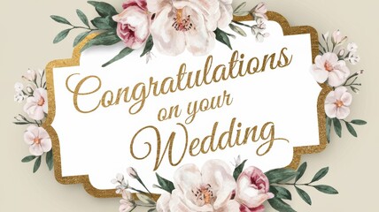 Elegant Wedding Congratulations Card with Floral Design