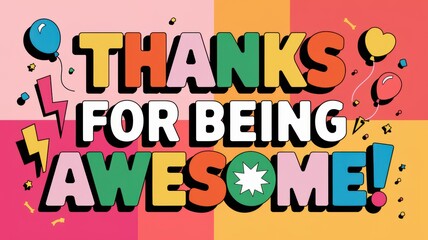 Colorful Thank You Card with Festive Elements