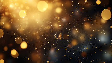 Obraz premium Magical Christmas Background with Flight of Gold Bokeh Particles and Shimmering Light