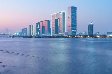 Guangzhou Pearl River Bank Riverside City High-rise Building Night Lighting
