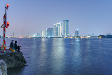 Guangzhou Pearl River Bank Riverside City High-rise Building Night Lighting