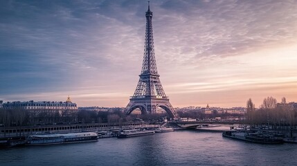 Sunset View of the Eiffel Tower in Paris