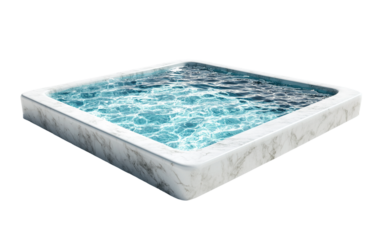 Square swimming pool with blue isolated on white or transparent background