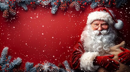 Background for Christmas card or announcement with Santa Claus