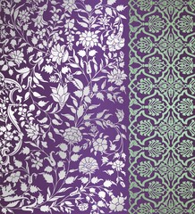 wedding card design, traditional paisley floral pattern , royal India	