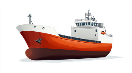 Obraz premium Cargo ship vector illustration, isolated on white. 