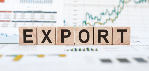 Wooden Blocks Spelling Export On Financial Chart