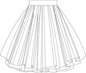 Tutu dress skirt line style isolated on white