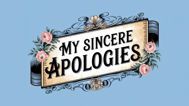 Vintage Card Design with Floral Accents: My Sincere Apologies