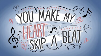 Obraz premium Handwritten Quote Card: 'You Make My Heart Skip a Beat'