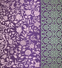 wedding card design, traditional paisley floral pattern , royal India	