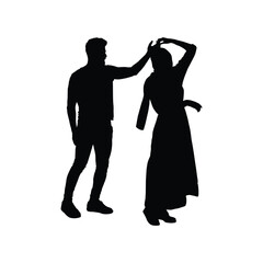 Illustration silhouette of couple dance design graphic