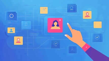 Onboarding concept. Person touch virtual onboarding icon for human resources business industry to introduce newly hired employee into an organization with behavior, welcome, knowledge, and skill