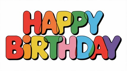 Colorful Cartoon Style 'Happy Birthday' Greeting Card Design