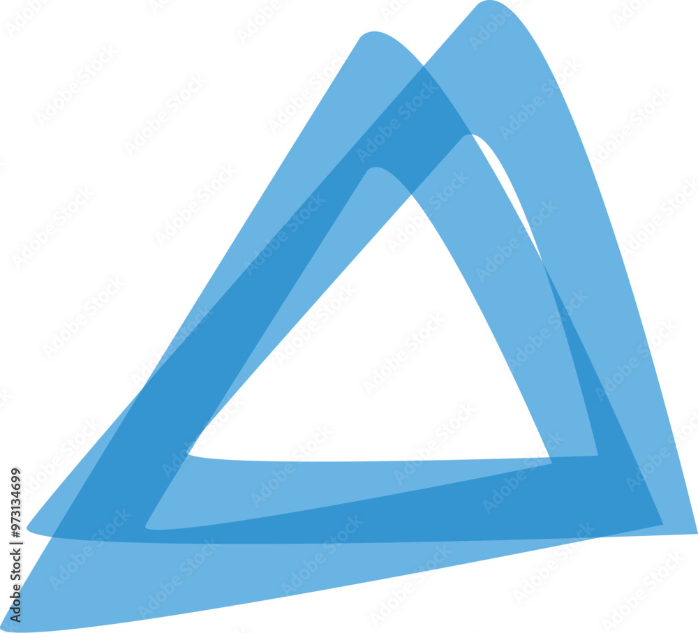 Poster abstract blue shape forming a triangle with rounded corners, suitable for design element or backgrou