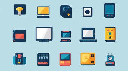 Fototapeta premium Computer system upgrade icons collection, download process vector.
