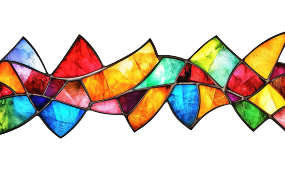 Abstract stained glass window isolated on white or transparent background