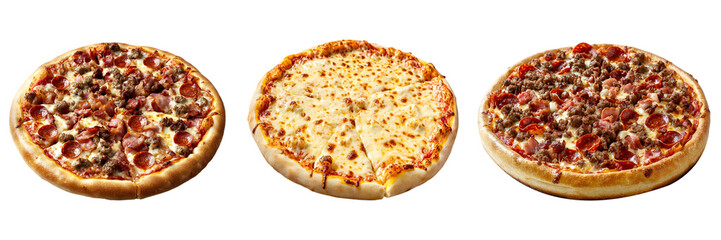 set of pizza on transparent background