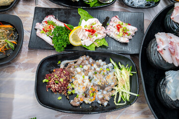 korean style raw beef octopus slice