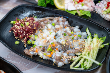 korean style raw beef octopus slice