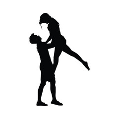 Silhouette of couple dance illustration design