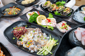 korean style raw beef octopus slice