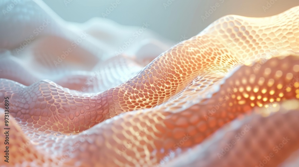 Poster High-detail 3D rendering of skin microstructure and layers Close-up photo with clean background