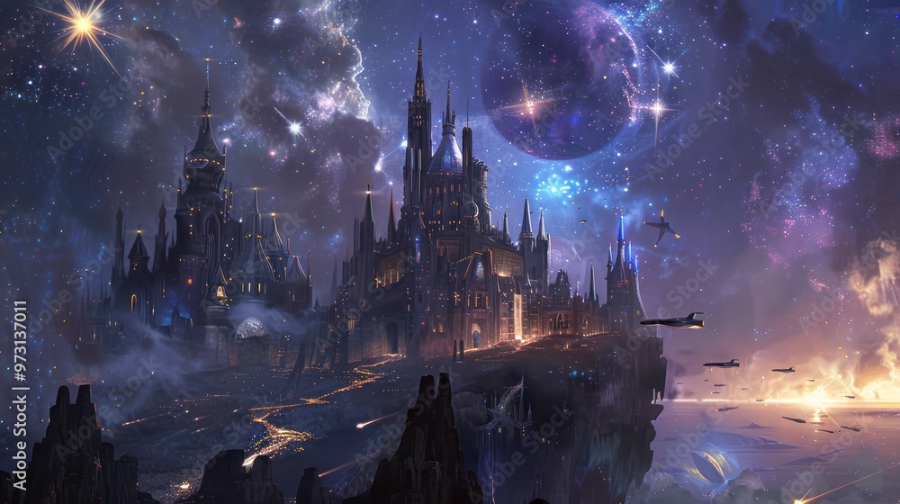 Canvas Prints fantasy castle in the stars