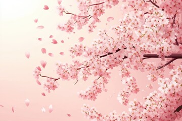 Delicate Pink Cherry Blossoms with Falling Petals