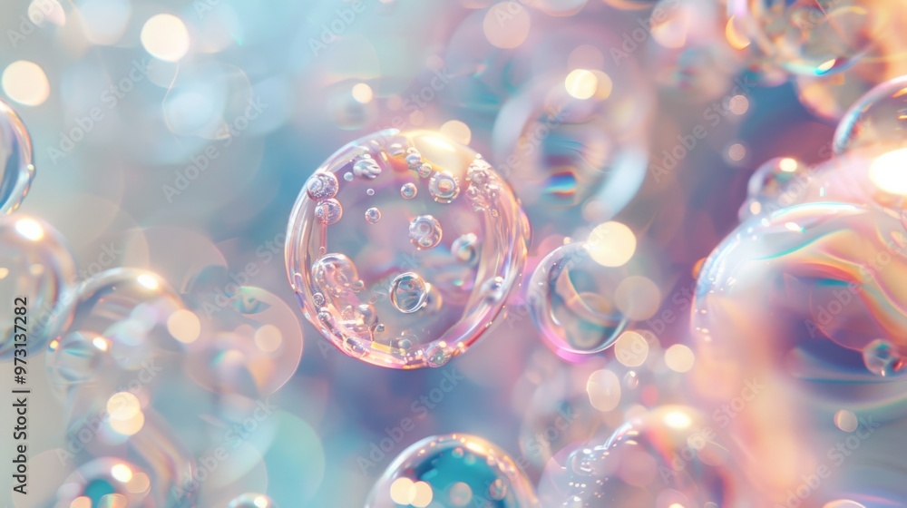 Leinwandbilder Holographic shapes appearing to float and interact in a surreal, dream-like manner with a soft focus effect. Close-up photo with clean background