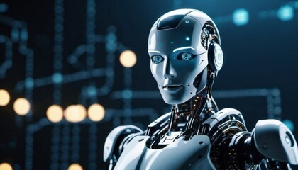 bionic robot cyborg close-up future technology. Generative ai. AI