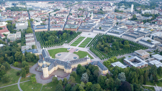 Aerial view of Karlsruhe Palace in Germany