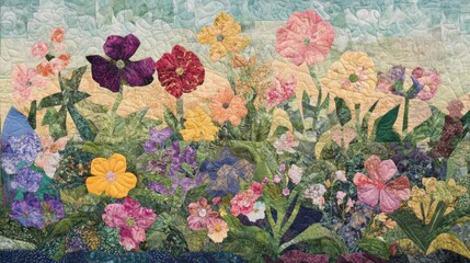 Vibrant Floral Quilt Design with Colorful Blooms