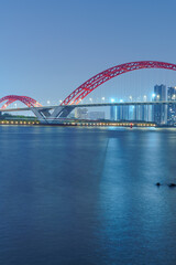 Guangzhou Pearl River Red Bridge and City Nightscape Lighting