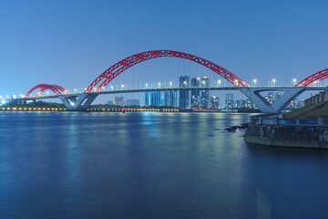 Guangzhou Pearl River Red Bridge and City Nightscape Lighting