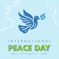 International peace day modern creative banner, sign, design concept, social media post, template with text on a blue abstract background