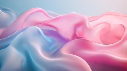 Obraz premium A beautiful 3D picture of pink and blue fabric. The fabric is in layers and it looks like it's moving on a calm blue background.