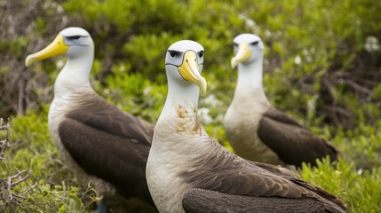 Obraz premium Elegant Albatrosses Relaxing in Natural Habitat