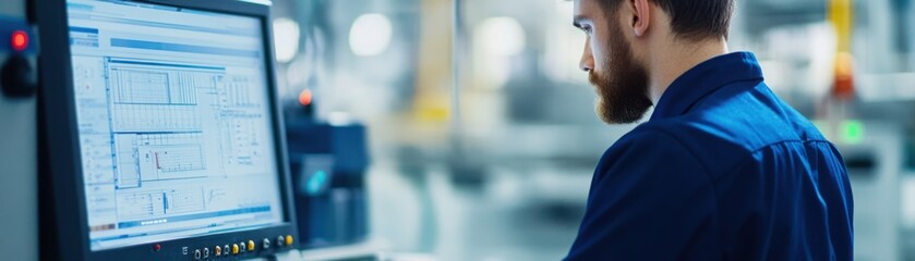 Engineer performing calibration checks on a manufacturing machine to ensure quality output, calibration control, machinery quality assurance