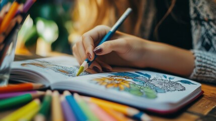 Naklejka premium Creative Coloring Session with Colored Pencils