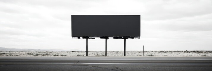 Minimalist Advertising on Urban Billboard Along Empty Highway